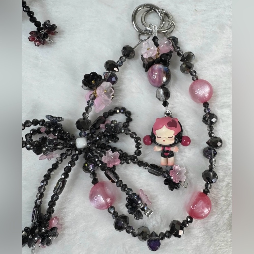 Various Pop Bean/Crystal Beaded Keychain/Bag/Phone Charm or Crossbody Chains